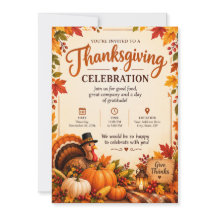 Prettig Thanksgiving – Dankbare uitnodigingskaart