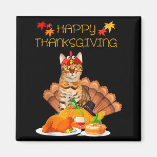 Prettig Thanksgiving Day Bengaalse Kat Cadeau Kat Magneet