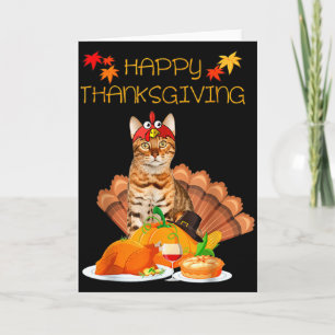 Prettig Thanksgiving Day Bengaalse Kat Kado Kat Gr Kaart