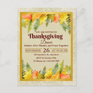 Prettig Thanksgiving-diner Kleurrijke bladeren Feestdagenkaart
