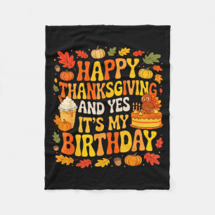 Prettig Thanksgiving En Verjaardag Kleurrijke Herf Fleece Deken