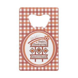 Prettig Thanksgiving Erkentelijk & Gezegend Retro Kredietkaart Flessenopener