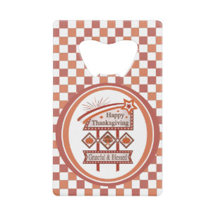 Prettig Thanksgiving Erkentelijk & Gezegend Retro Kredietkaart Flessenopener