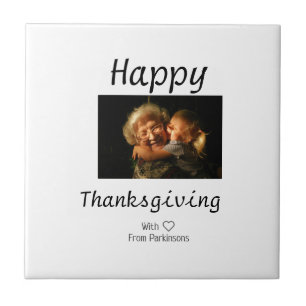 Prettig Thanksgiving familienaam foto zwart eenvou Tegeltje