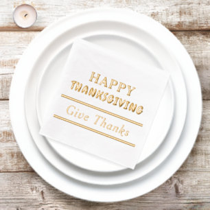 Prettig Thanksgiving Geef Dank Typografie Folie Servetten