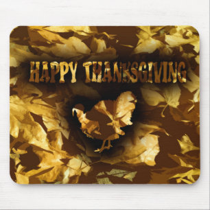 PRETTIG THANKSGIVING - Gouden Bladeren & Kalkoen Muismat