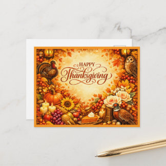 Prettig Thanksgiving - Herfst Oogst Wenskaart Feestdagenkaart