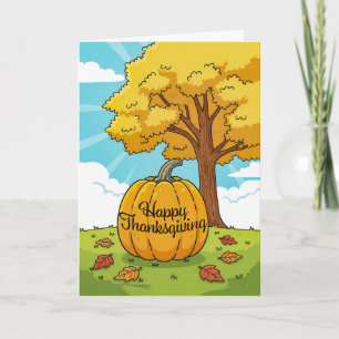Prettig Thanksgiving-herfst pompoenillustratie Feestdagen Kaart