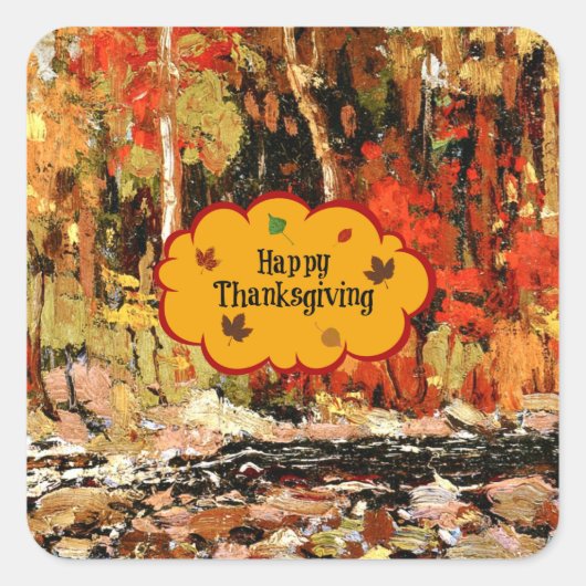 Prettig Thanksgiving, herfstkleuren, Vierkante Sticker (Voorkant)