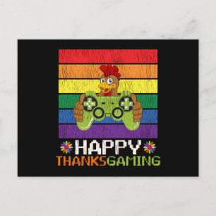 Prettig Thanksgiving Kalkoen Gamen Videospel Gamer Briefkaart