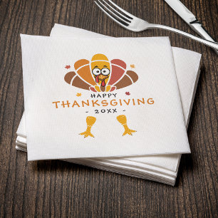 Prettig Thanksgiving Kalkoen Herfst Friendsgiving Servet