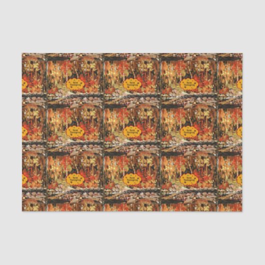 "Prettig Thanksgiving", Kleuren van de herfst Tissuepapier (Voorkant)