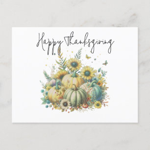 Prettig Thanksgiving Kleurrijke Waterverf Pompoen Feestdagenkaart