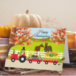 Prettig Thanksgiving Labradors en Tractor Kaart