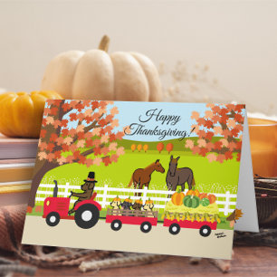Prettig Thanksgiving Labradors en Tractor Kaart