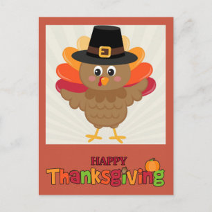 Prettig Thanksgiving Lief Cartoon Kalkoen Briefkaart