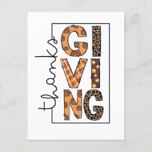 Prettig Thanksgiving Luipaardprint Regenboogkalkoe Feestdagenkaart