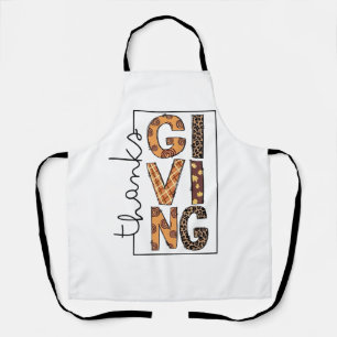 Prettig Thanksgiving Luipaardprint Regenboogkalkoe Schort