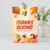 Prettig Thanksgiving met Pompoen en Herfstbladeren Bedankkaart (Staand voorkant)