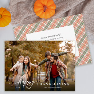 Prettig Thanksgiving Moderne Script Volledige Foto Feestdagenkaart