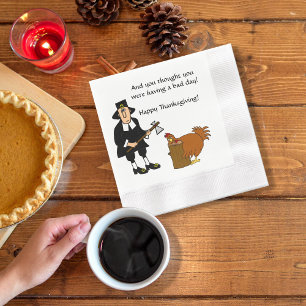 Prettig Thanksgiving Pilgrim en Kalkoen Servet
