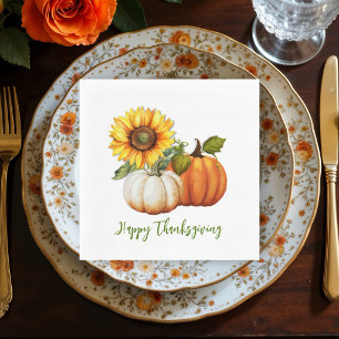 Prettig Thanksgiving Pompoenen Zonnebloem Servet