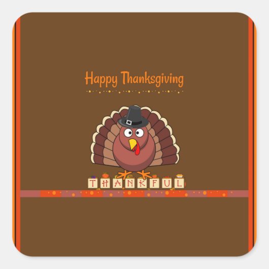 Prettig Thanksgiving, populair ontwerp, vierkante  Vierkante Sticker (Voorkant)