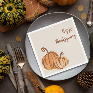 Prettig Thanksgiving Rustieke Aquarel Pompoen Servet