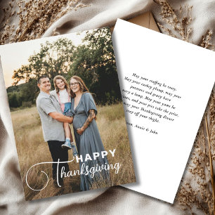 "Prettig Thanksgiving" Script Lettertype, 1 Foto Feestdagenkaart