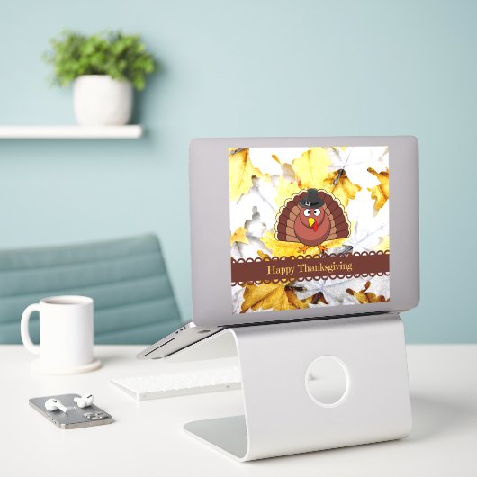 Prettig Thanksgiving van meneer Turkey Sticker (Laptop op bureau)