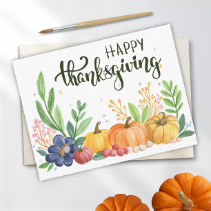 Prettig Thanksgiving Waterverf Pompoenen Feestdagenkaart