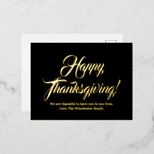 Prettig Thanksgiving zwart aangepast elegant scrip Folie Feestdagen Briefkaart