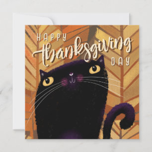 Prettig Thanksgiving Zwarte Kat Herfst Feestdagenkaart