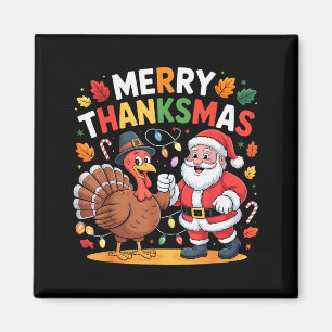 Prettig Thanksmas Kalkoen Kerstman Thanksgiving Ch Magneet