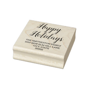 Prettig Vakantie Cursive Schrift Familienaam Adres Rubberstempel