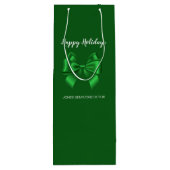 Prettig Vakantie Elegante Groen Wijn Cadeautas (Achterkant)