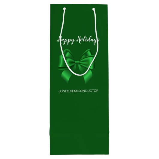 Prettig Vakantie Elegante Groen Wijn Cadeautas (Achterkant)