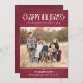 Prettig vakantie feestelijke rode wijn foto feestdagenkaart (Voorkant / Achterkant)