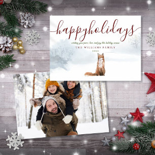 Prettig Vakantie Foto Winter Vos Kerstmis Feestdagenkaart