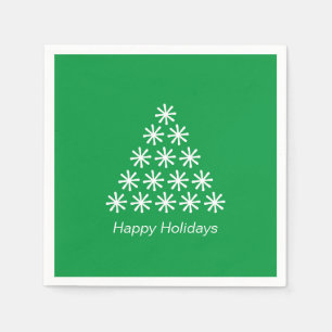 Prettig vakantie Groen witte sneeuw Sterren Boom p Servet