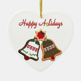 Prettig Vakantie Kerst Koek Bellen Keramisch Ornament