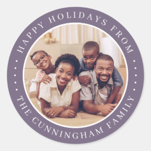 Prettig Vakantie Modern Eenvoudig Chic Familie Fot Ronde Sticker