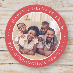 Prettig Vakantie Modern Eenvoudig Chic Familie Fot Ronde Sticker