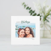 Prettig Vakantie Modern Script Minimalistische Fot Feestdagenkaart (Staand voorkant)