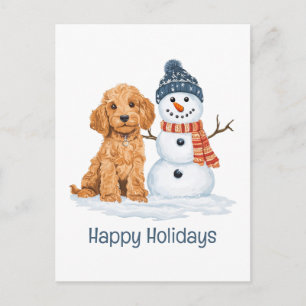 Prettig vakantie Winter Goldendoodle Hond Sneeuwma Briefkaart