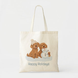 Prettig Vakantie Winter Goldendoodle Hond Sneeuwma Tote Bag