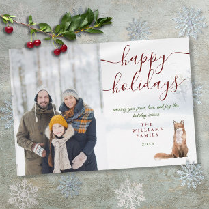 Prettig Vakantie Winter Vos Kerst Foto Vakantie Feestdagenkaart
