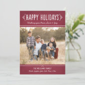 Prettig vakantiefeest Roestige rode wijn foto Feestdagenkaart (Staand voorkant)