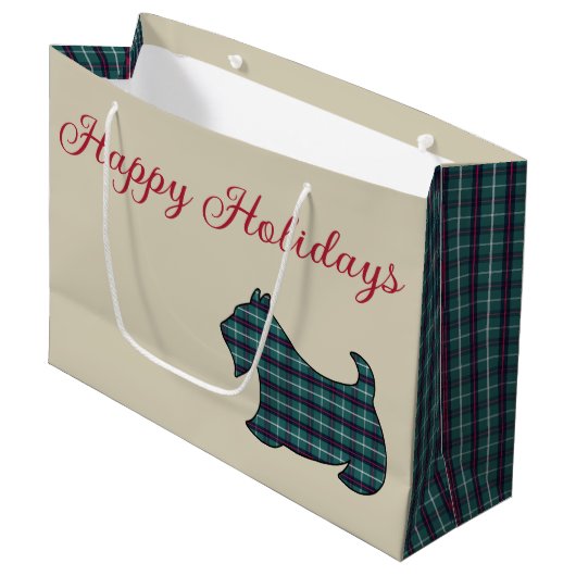 Prettig vakantiegeschenktas voor Schotse Terrier Groot Cadeauzakje (Voorkant Gekanteld)