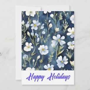 Prettig Vakanties Bloemen Waterverf Prettig Kerstf Feestdagenkaart